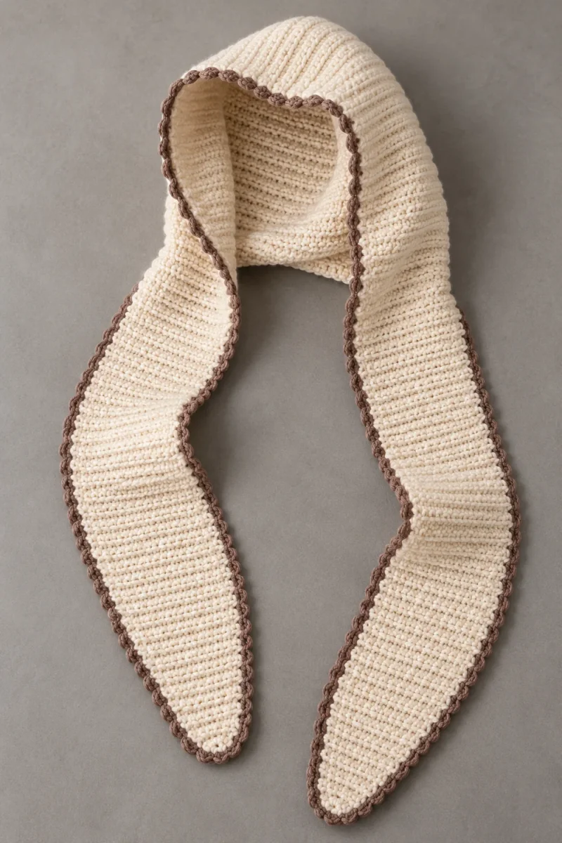 Crochet Bonnet Hood with Long Ties and a Scalloped Edge