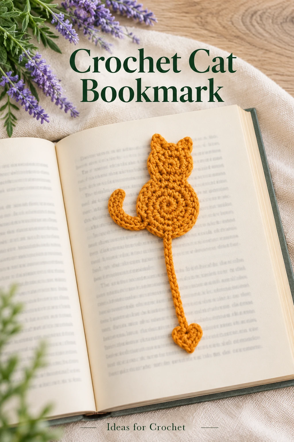 Crochet Cat Bookmark with a Tiny Heart End