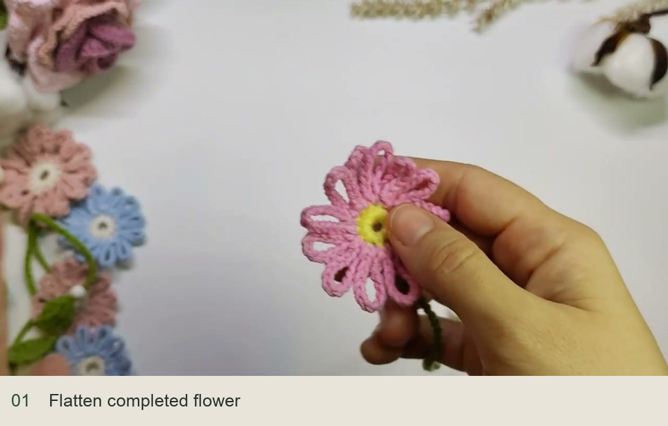 Flatten the petals and check the length: Flatten completed flower