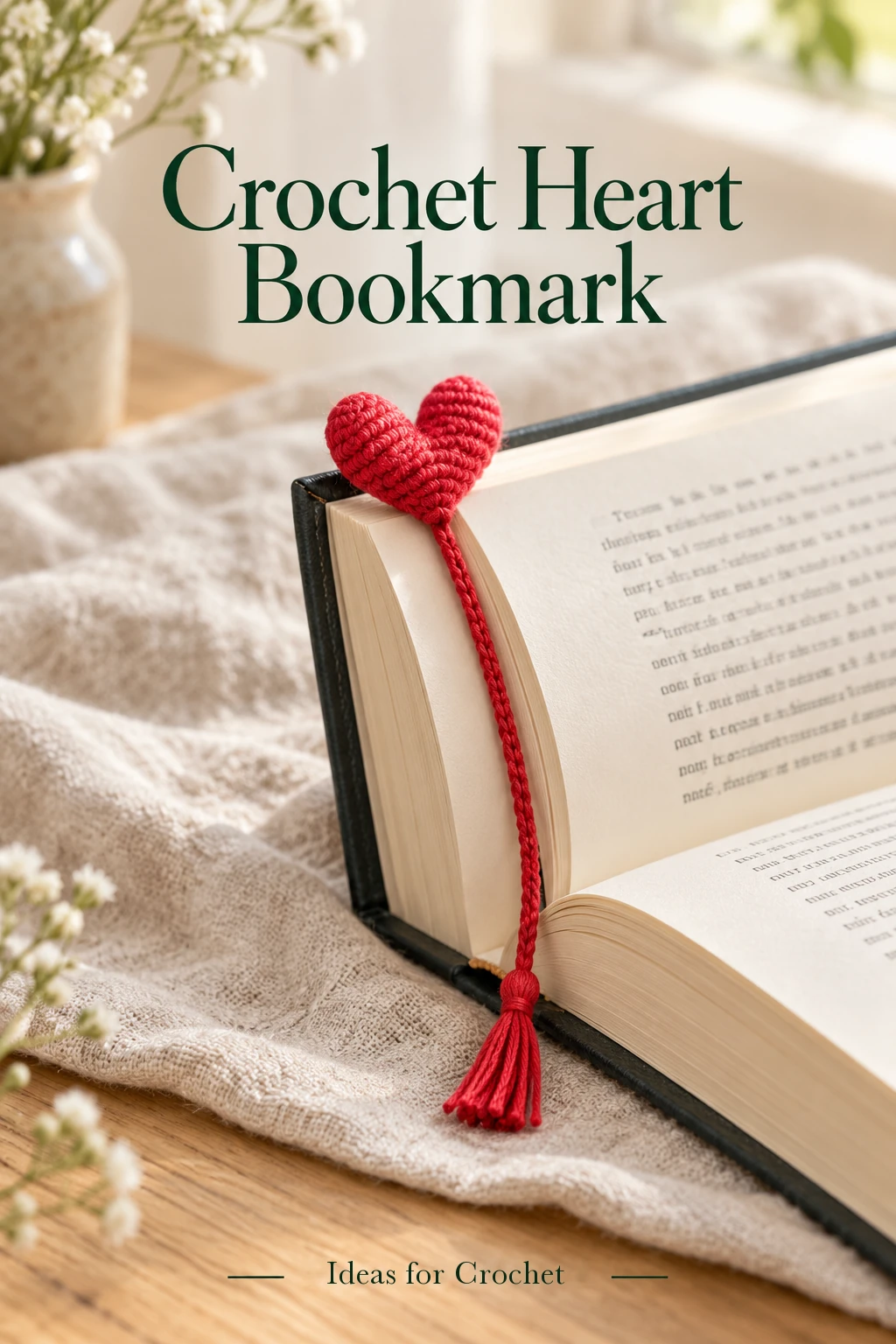 Tiny Crochet Heart Bookmark with a Tassel