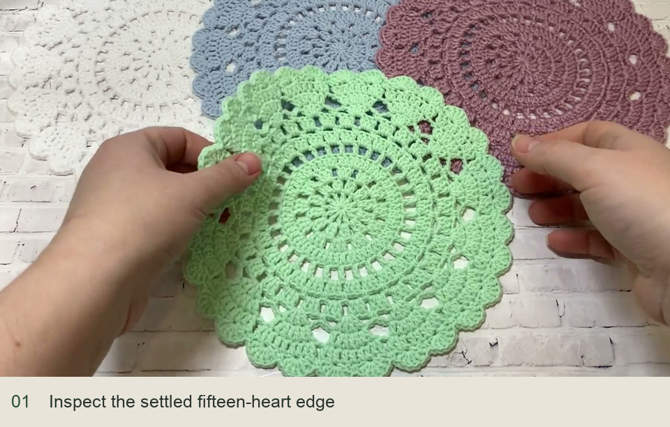 Block gently and keep the edge even: Inspect the settled fifteen-heart edge