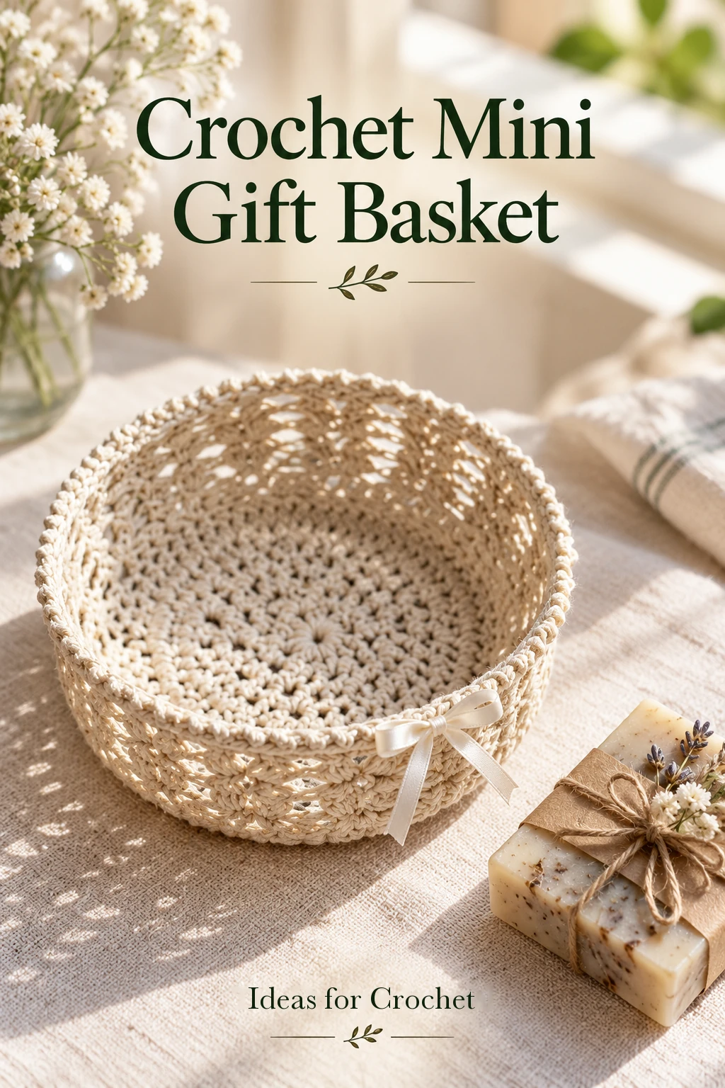 Crochet Mini Gift Basket with Shell-Stitch Sides