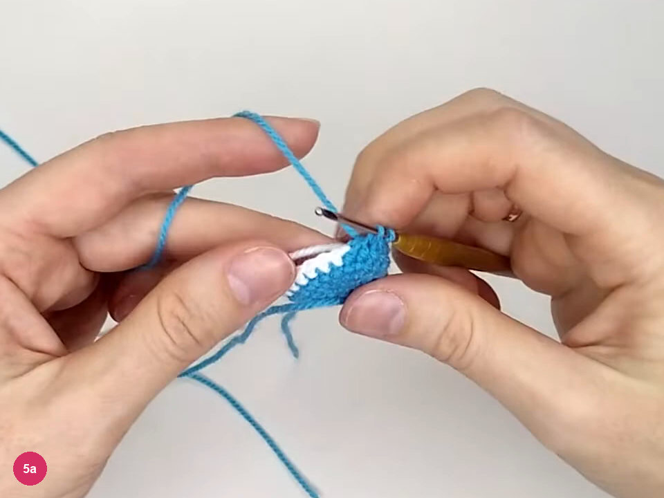Hook at the turquoise-to-white color change