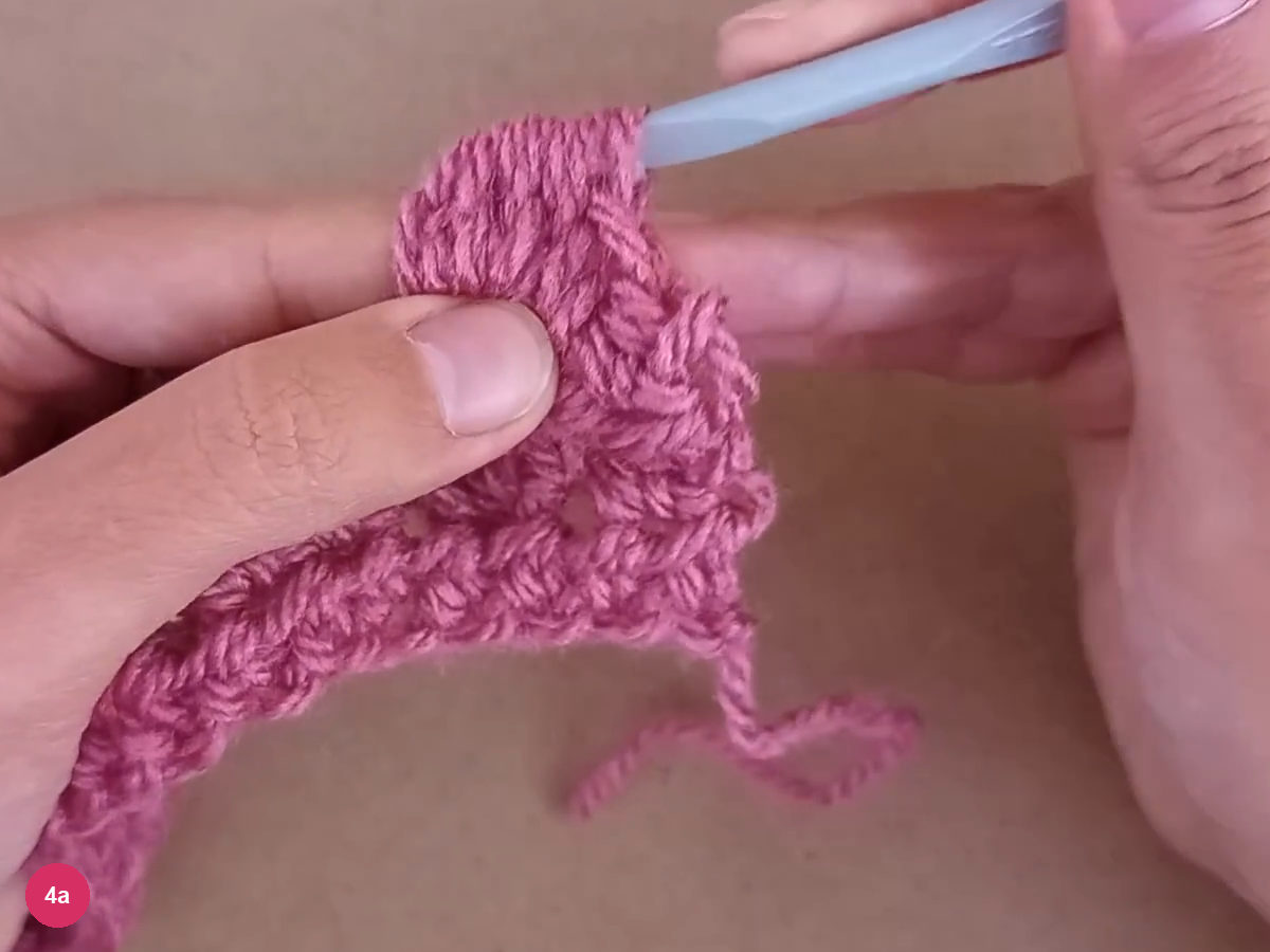 New bobble beside the hook on the wrong-side return row