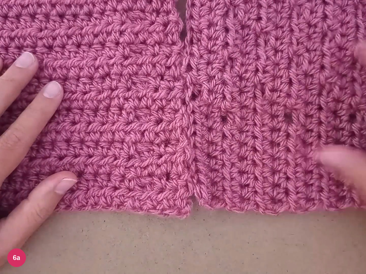 Two rose panels placed edge to edge with their wrong sides facing upward