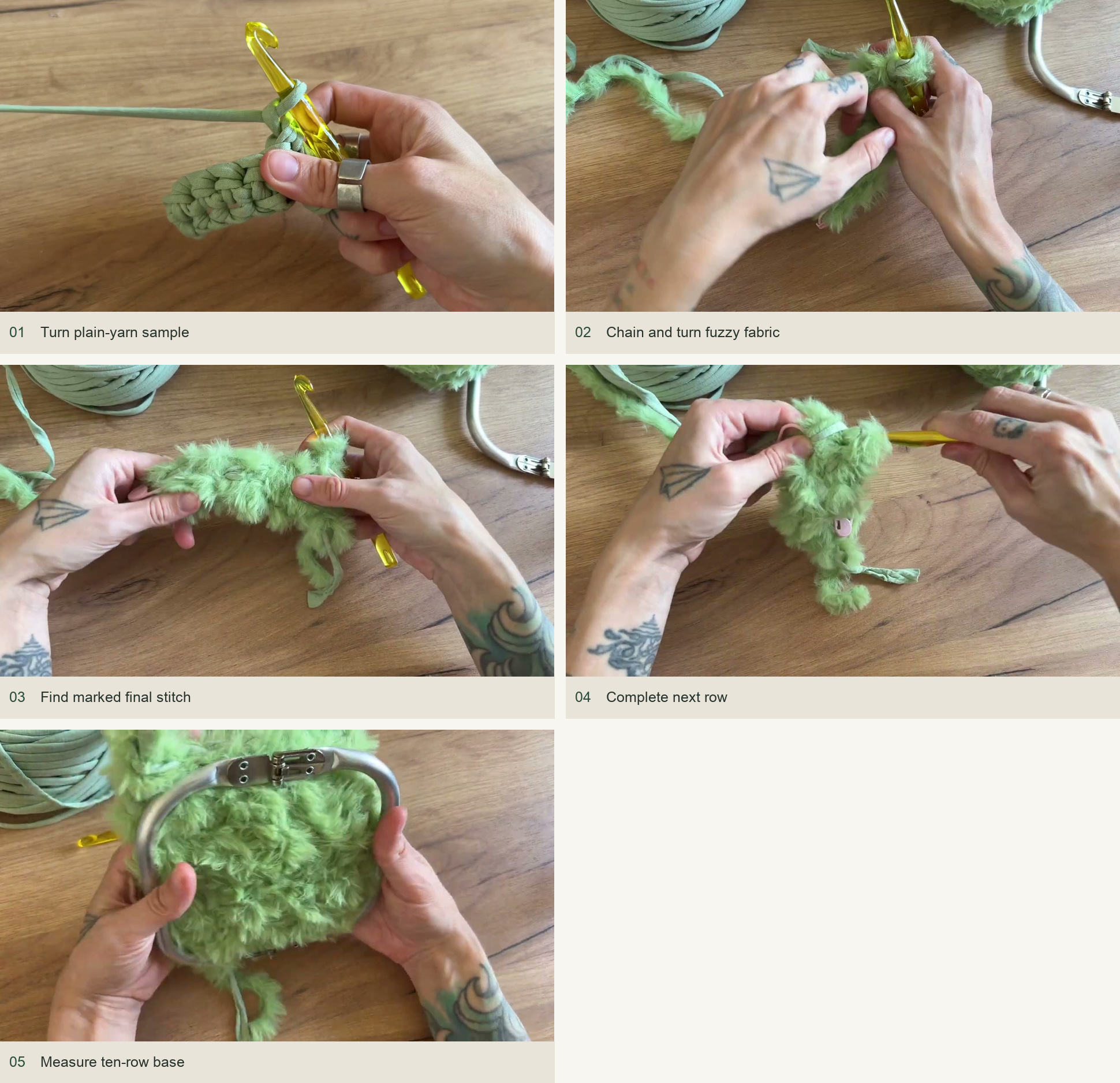 2. Crochet the rectangular bottom — numbered source demonstration