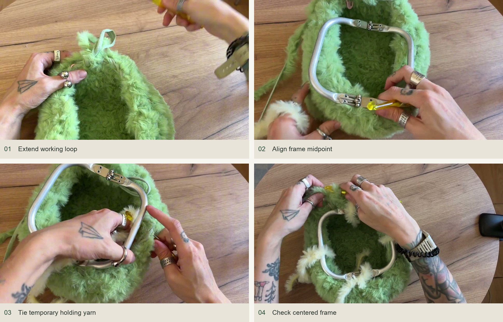 4. Hold the frame in position — numbered source demonstration