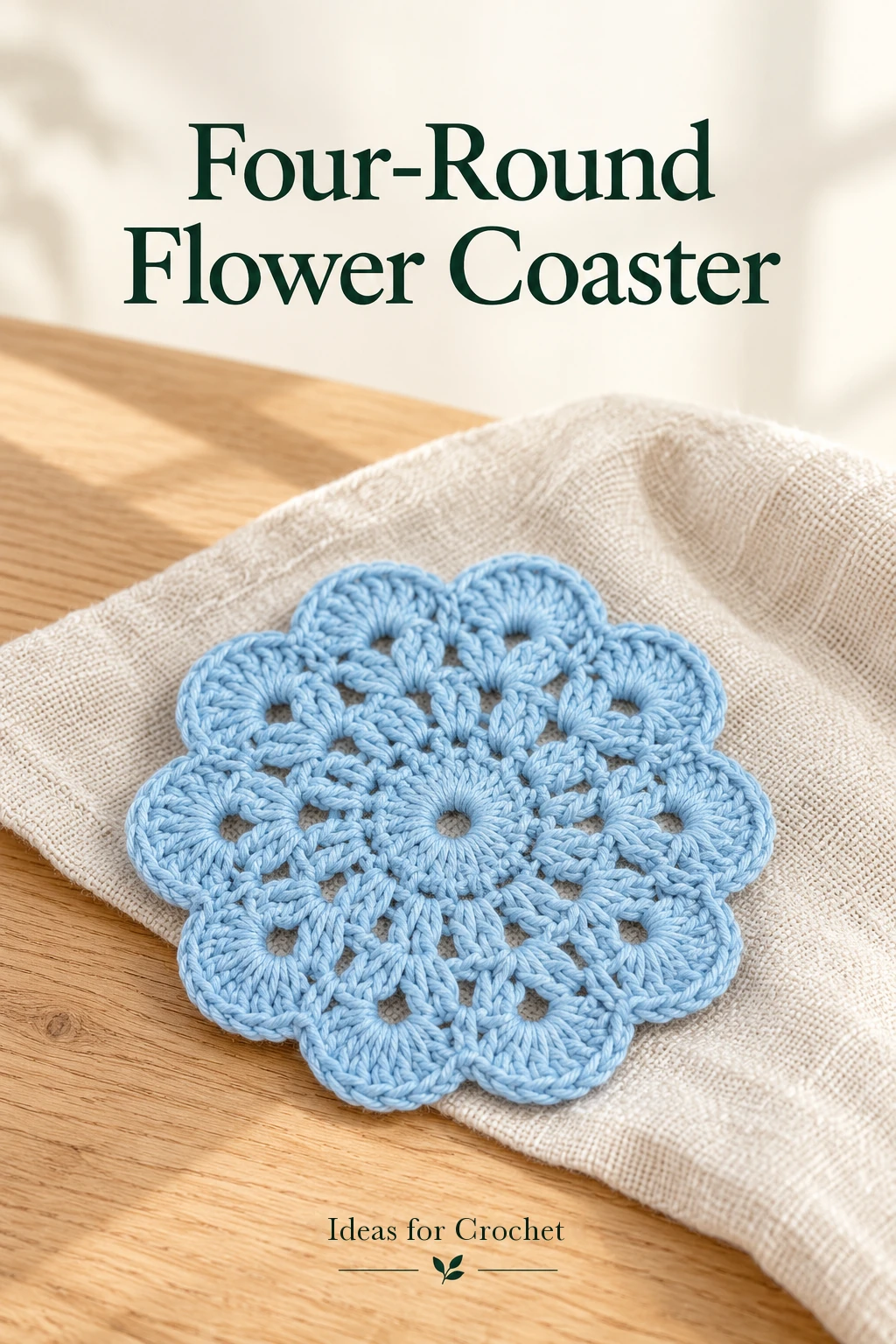 Four-Round Crochet Flower Coaster