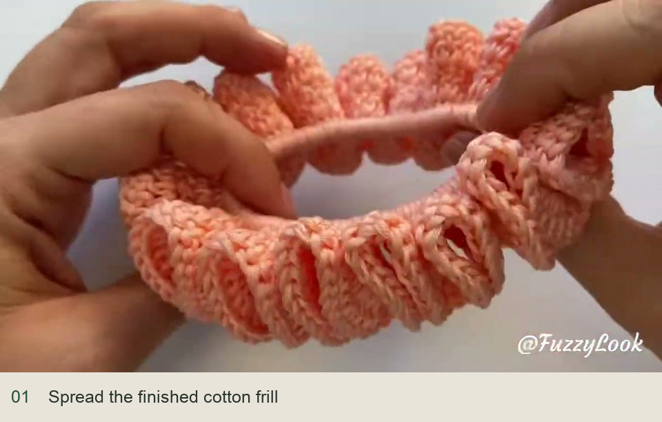 Arrange the waves and test the stretch: Spread the finished cotton frill