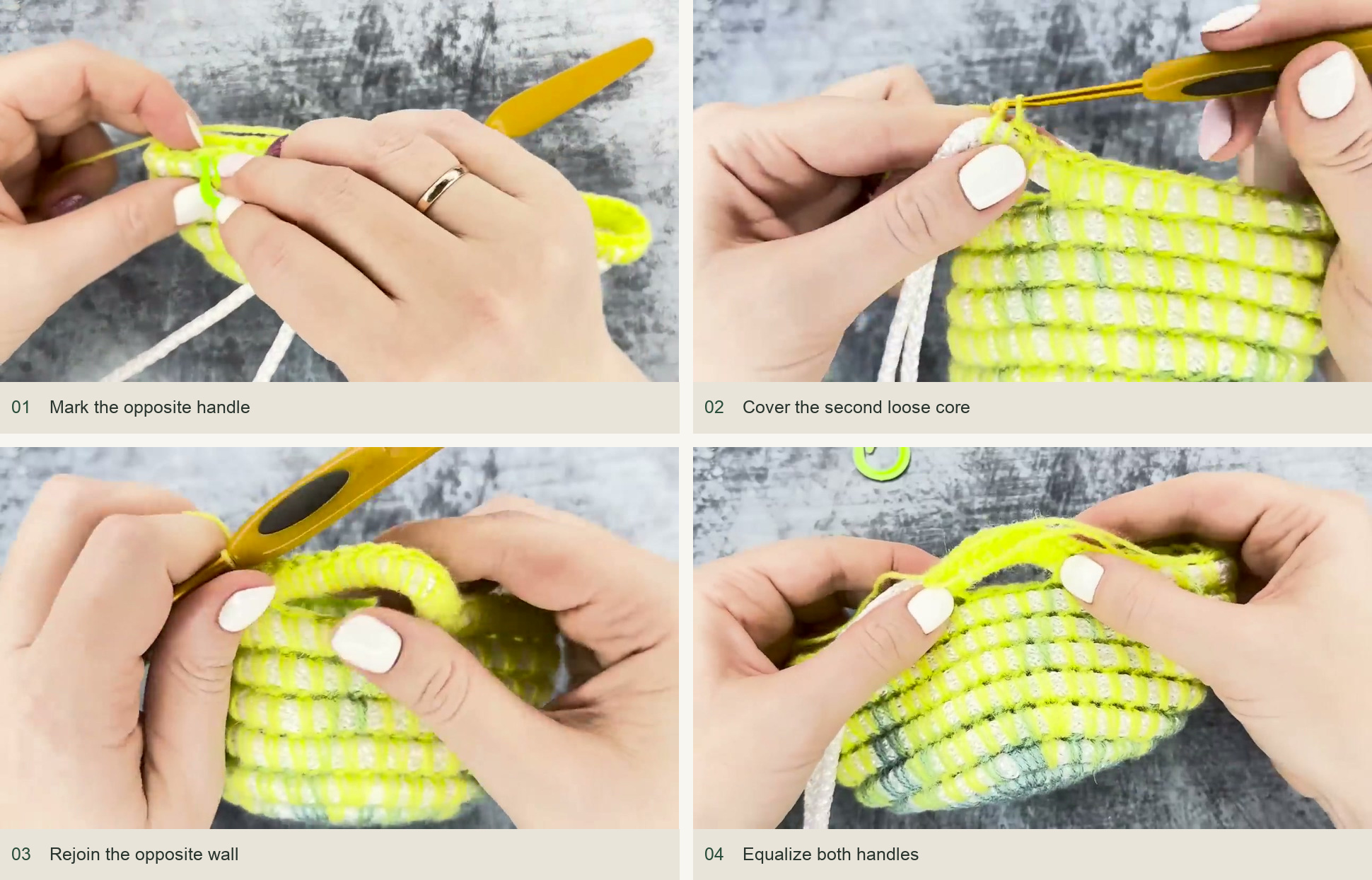 Mark the opposite handle; Cover the second loose core; Rejoin the opposite wall; Equalize both handles