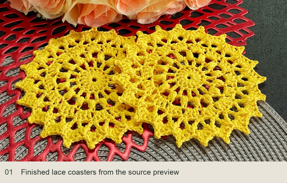 Finished lace coasters from the source preview
