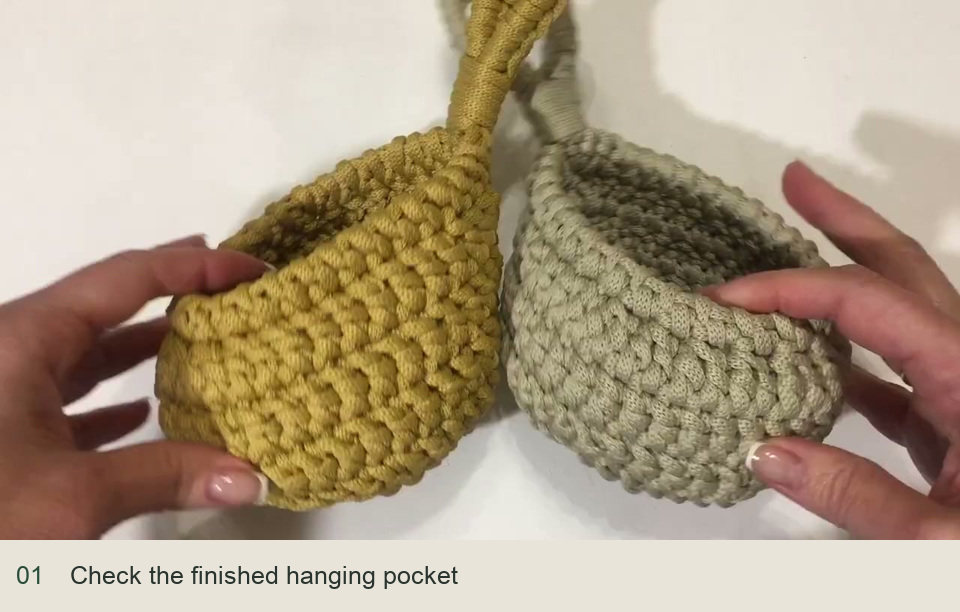 Final checks for a small hanging pocket: Check the finished hanging pocket