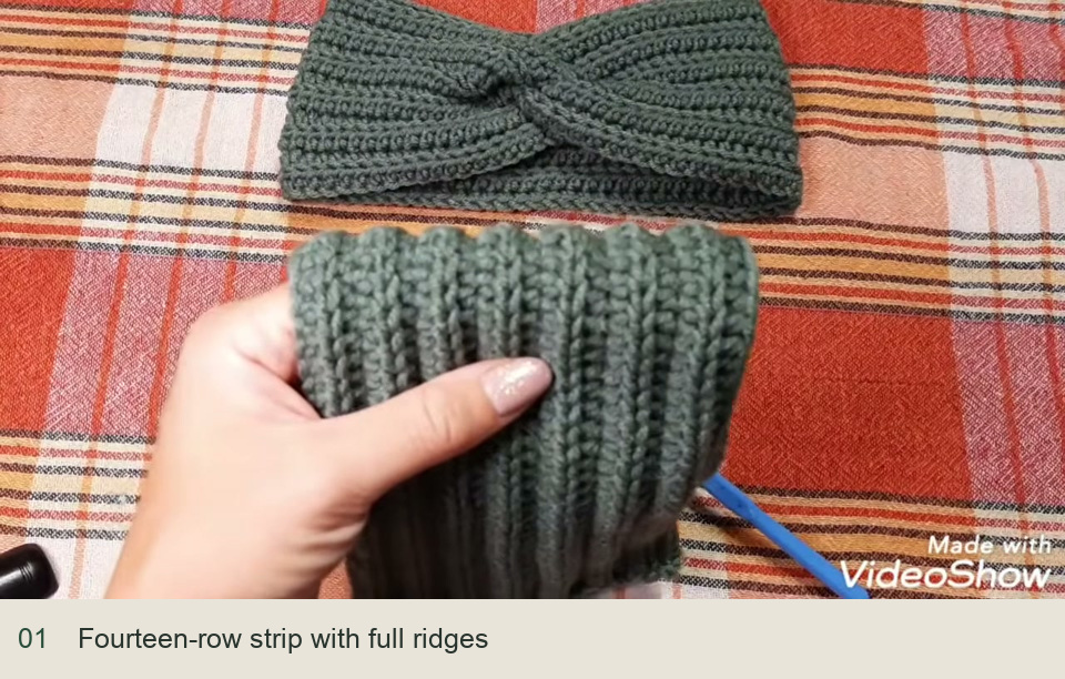 Repeat to the chosen depth: Fourteen-row strip with full ridges